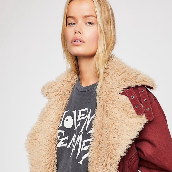 Free People Owen Contrast Sherpa Jacket 